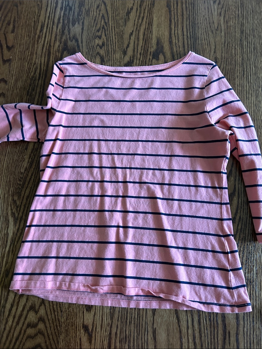 Women’s peach & Navy Stripe Long-Sleeve Top
